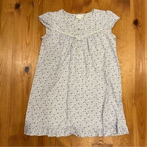 Eileen West Nightgown Medium White Blue Ruffle Floral Cottage Short Sleeve Soft